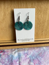 Leather Earrings- Yarn Ball