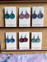 Leather Earrings- Yarn Ball