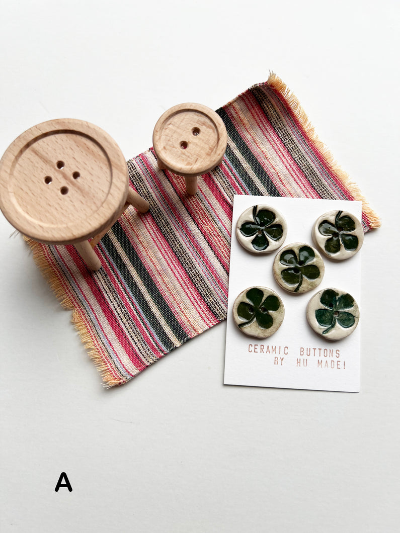 Buttons - Ceramic Handmade - Good Luck