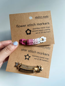 Flower Stitch Markers - Cherry Blossom or Gold Stars